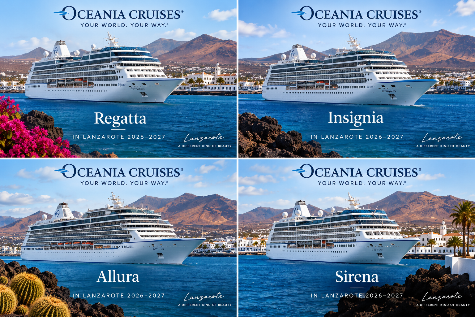 oceania cruise regatta insignia allura sirena lanzarote port call 2026 2027