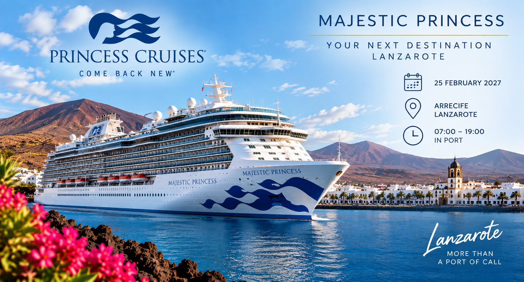 Majestic princess cruise lanzarote port cal 2026 2027